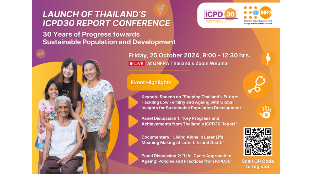 Launch of Thailand's ICPD30 report Conference, 30 years of progress towards Sustainable Population and Development