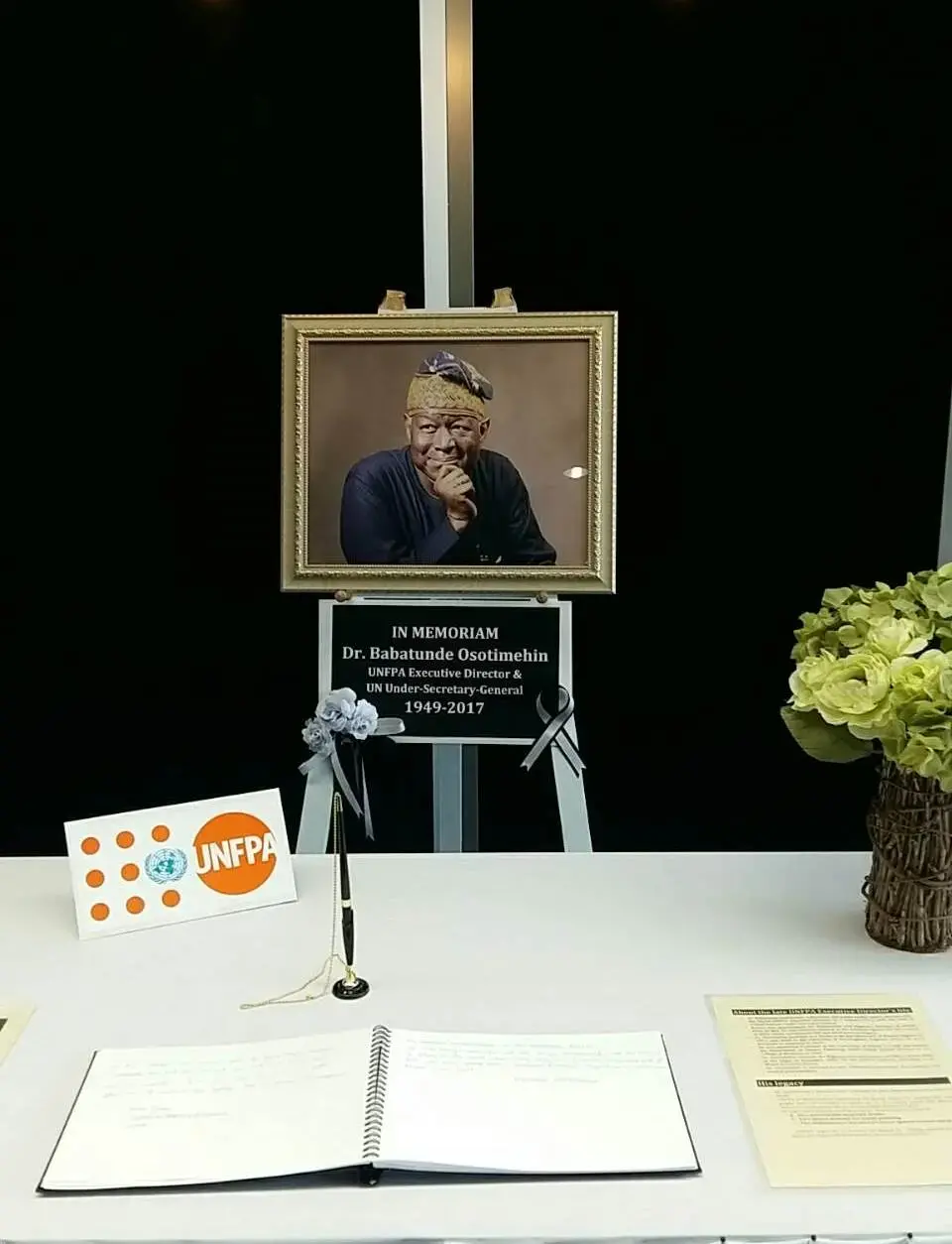 Condolences for the passing away of Dr. Babatunde Osotimehin, Executive Director of UNFPA