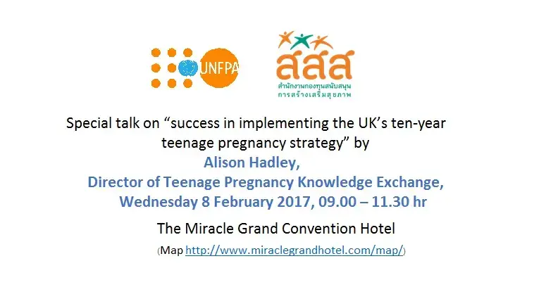 Special talk on “Success in implementing the UK’s ten-year teenage pregnancy strategy”